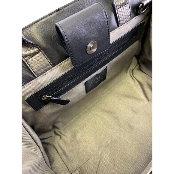 Zac Posen Satchel Purse Black Leather Fur Stripes Tote Crossbody Strap Snap - Picture 12 of 16